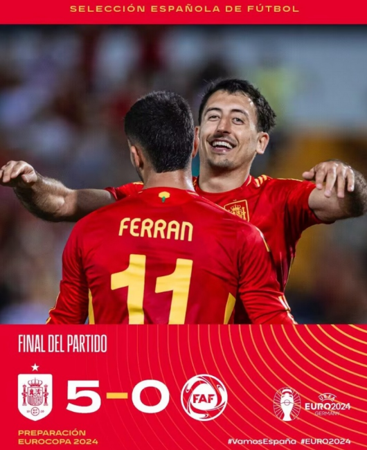 友谊赛-奥亚萨瓦尔戴帽佩雷斯&费兰传射 西班牙5-0轻取安道尔 友谊赛-奥亚萨瓦尔戴帽佩雷斯&费兰传射 西班牙5-0轻取安道尔