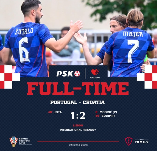 友谊赛-葡萄牙1-2负克罗地亚,魔笛点射,若塔破门 友谊赛-葡萄牙1-2负克罗地亚,魔笛点射,若塔破门