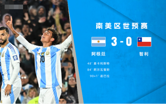 世预赛-阿根廷3-0智利5分领跑 小蜘蛛世界波+传射迪巴拉回归破门 世预赛-阿根廷3-0智利5分领跑 小蜘蛛世界波+传射迪巴拉回归破门