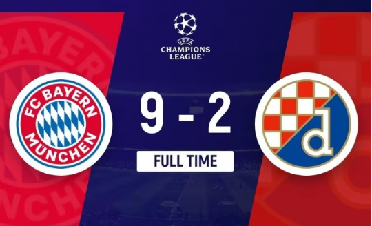 欧冠-拜仁9-2萨格勒布迪纳摩 凯恩大四喜奥利塞双响 欧冠-拜仁9-2萨格勒布迪纳摩 凯恩大四喜奥利塞双响