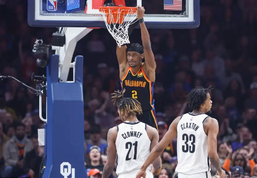 亚历山大三节27+10 乔8记三分 雷霆大胜篮网主场11连胜 亚历山大三节27+10 乔8记三分 雷霆大胜篮网主场11连胜