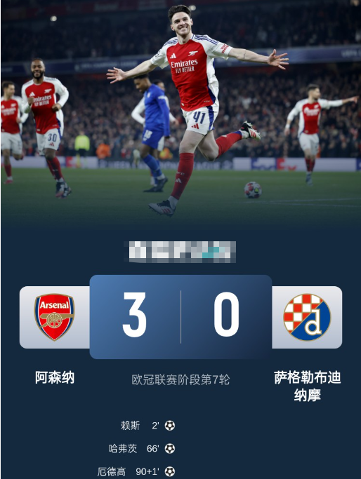 欧冠-阿森纳3-0萨格勒布迪纳摩末轮不败即直通! 哈弗茨传射 欧冠-阿森纳3-0萨格勒布迪纳摩末轮不败即直通! 哈弗茨传射