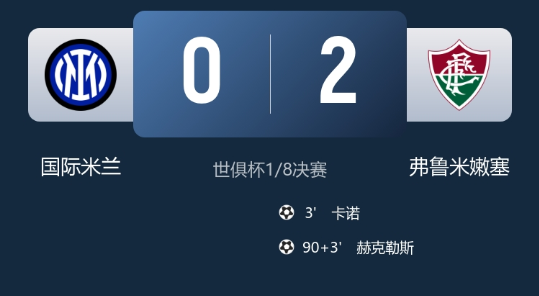 世俱杯-国米0-2弗鲁米嫩塞无缘世俱杯8强,卡诺闪击,国米两度中框 世俱杯-国米0-2弗鲁米嫩塞无缘世俱杯8强,卡诺闪击,国米两度中框